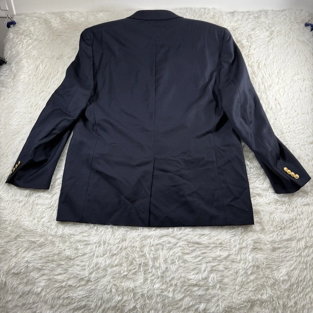 Lauren Ralph Lauren Blazer Mens 48R Navy Wool Designer Gold Buttons Sport Coat